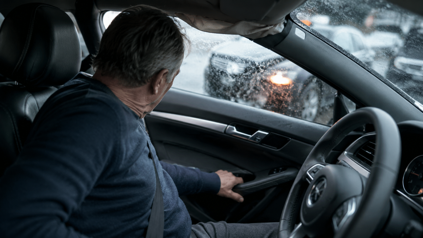 Älteres Paar bei einer entspannten Autofahrt